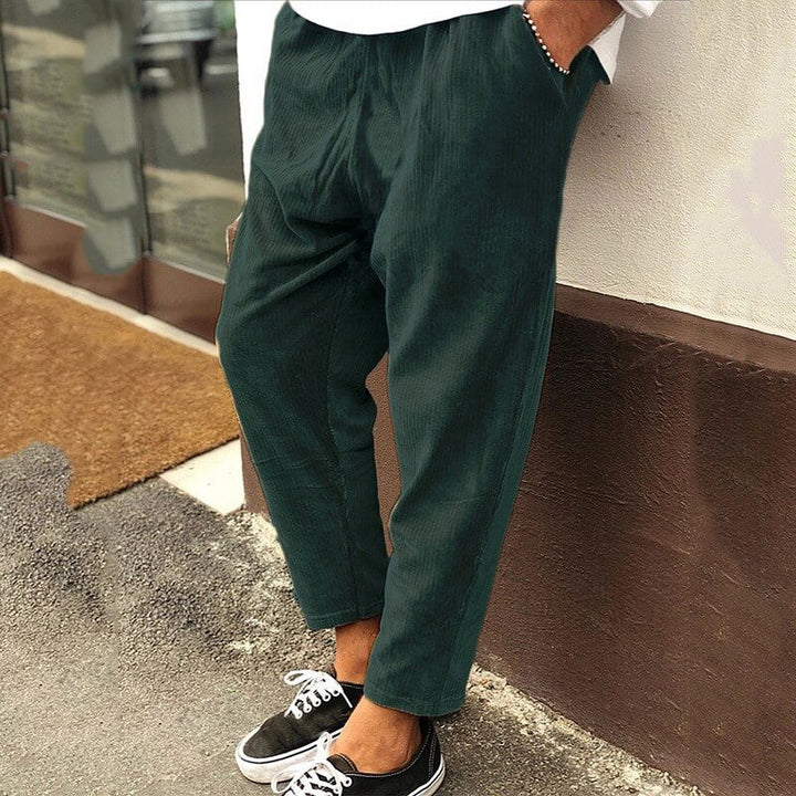 The fashionable and unique corduroy trousers