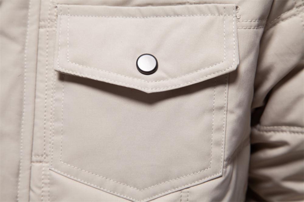 Men's - Fleece-Lined Stand Collar Jacket - Warm & Stylish Outerwear