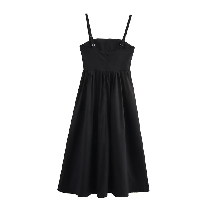 Women's - Elegant Bow Neck Decorated Sleeveless Long Dress - Chic Style for Effortless Glamour - Perfect for Any Occasion
