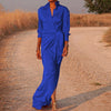Women's - High-Waisted Floor Length Dress - Elegant Design with Open Slit - Perfect for Special Occasions