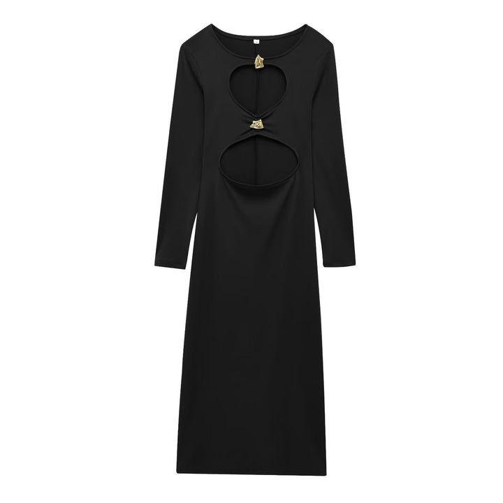 Women's - Two-Coloured Hollow Long Dress - Elegant Style - Perfect for Any Occasion