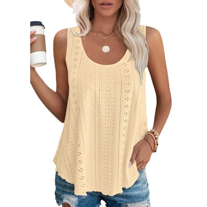 Women's - Loose Sleeveless Tank Top - Round Neckline - Comfortable and Stylish Everyday Wear
