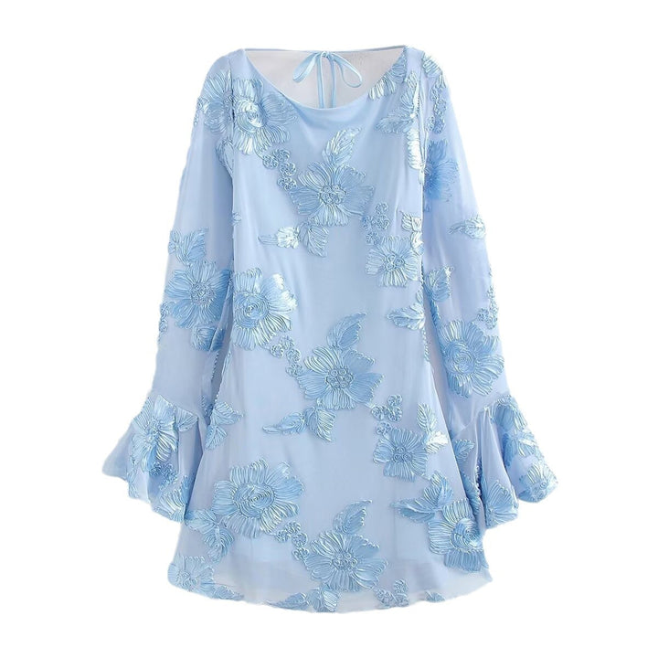 Women's - Floral Mini Dress - 3D Mesh Fabric - Stylish Summer Dress