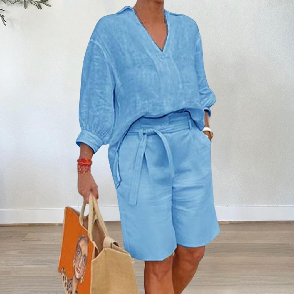 Casual two-piece set in cotton and linen