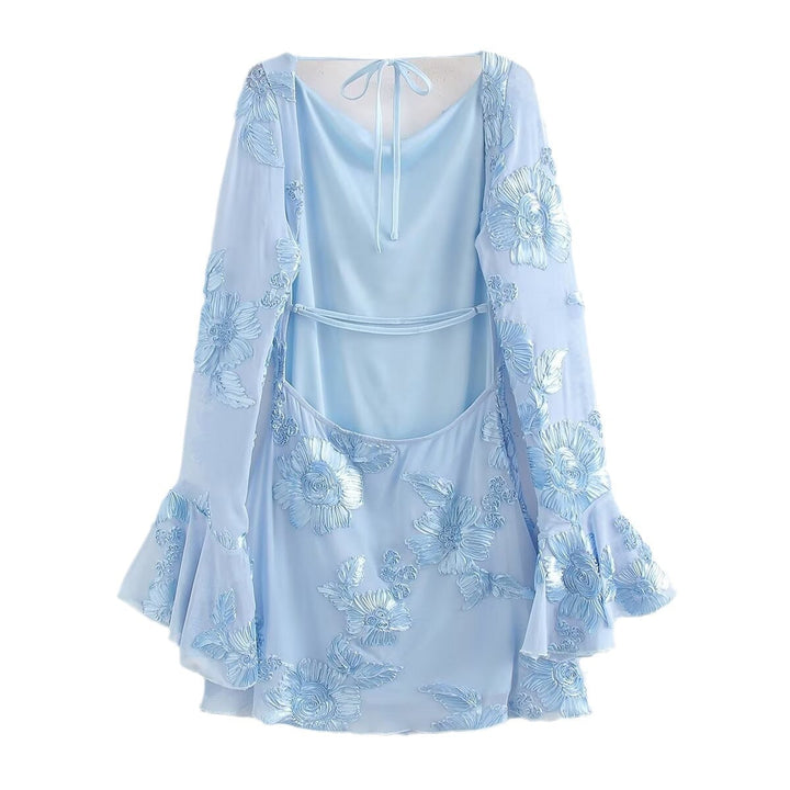 Women's - Floral Mini Dress - 3D Mesh Fabric - Stylish Summer Dress