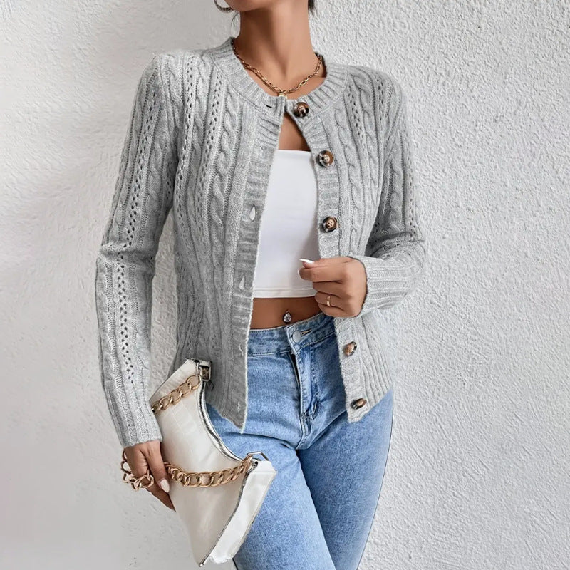 Women's - Trendy Cardigan - Long Sleeve - Button Placket - Stylish Layering