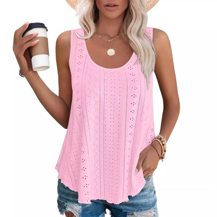 Women's - Loose Sleeveless Tank Top - Round Neckline - Comfortable and Stylish Everyday Wear