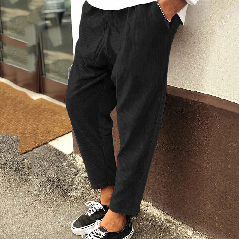 The fashionable and unique corduroy trousers