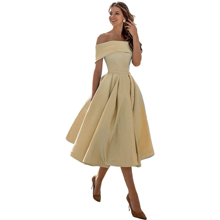 Fashion Casual Strapless Satin Party Dress