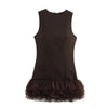 Women's - Mini Dress - Linen Patchwork - Round Neck Sleeveless - Stylish Summer Essential