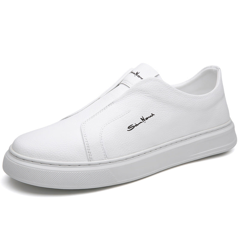 Men's - Slip-On Sneakers - Leather - Casual Canvas Comfort - Stylish Footwear