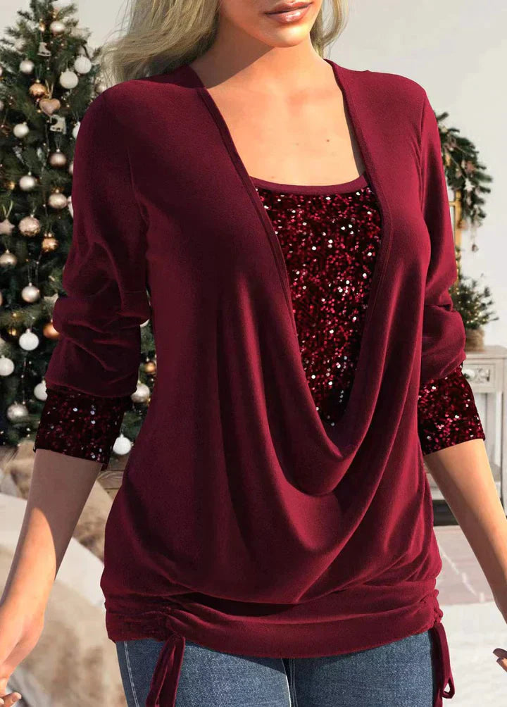 Wine red long-sleeved top