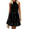Women's - Single Colour Round Neck Halter Dress - Stylish Summer Essential - Perfect for Casual and Evening Wear