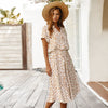 Summer dress with short sleeves and dots