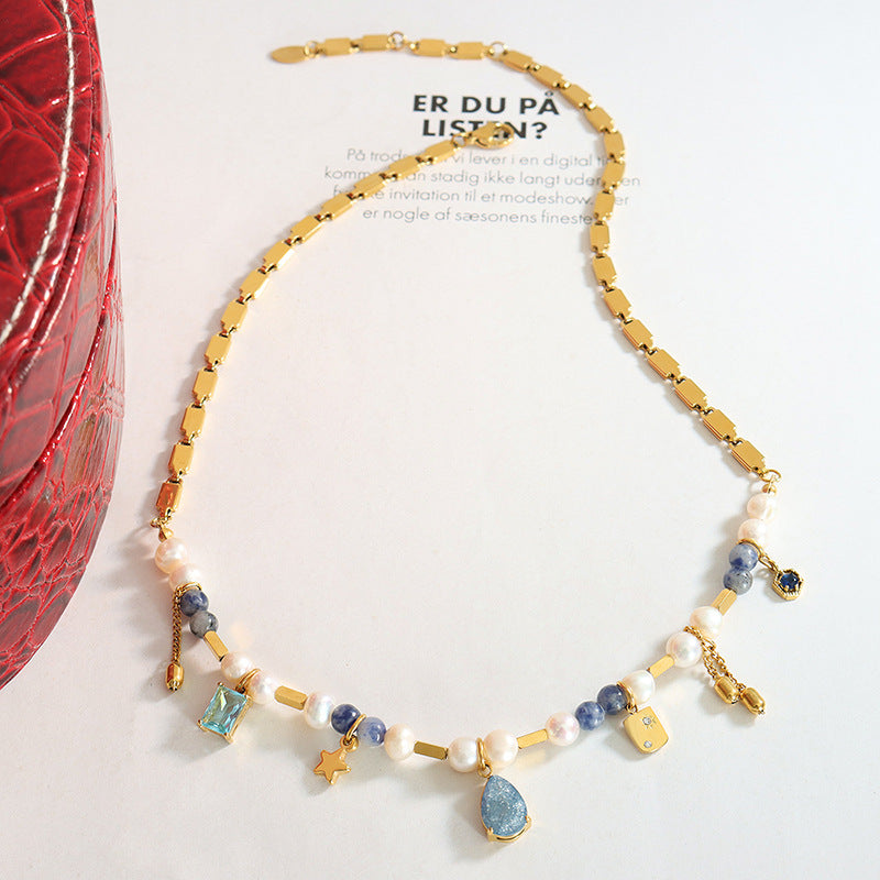 Charm necklace with mixed beads