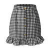 Ladies Checked Lotus Leaf Skirt High Waist