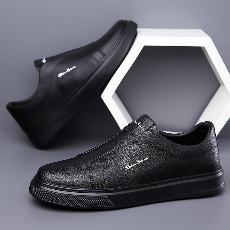 Men's - Slip-On Sneakers - Leather - Casual Canvas Comfort - Stylish Footwear