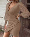 Women's - Classic V-neck Long Sleeve Bodycon Dress - Soft Fabric - Elegant Fashion Essential for Every Occasion