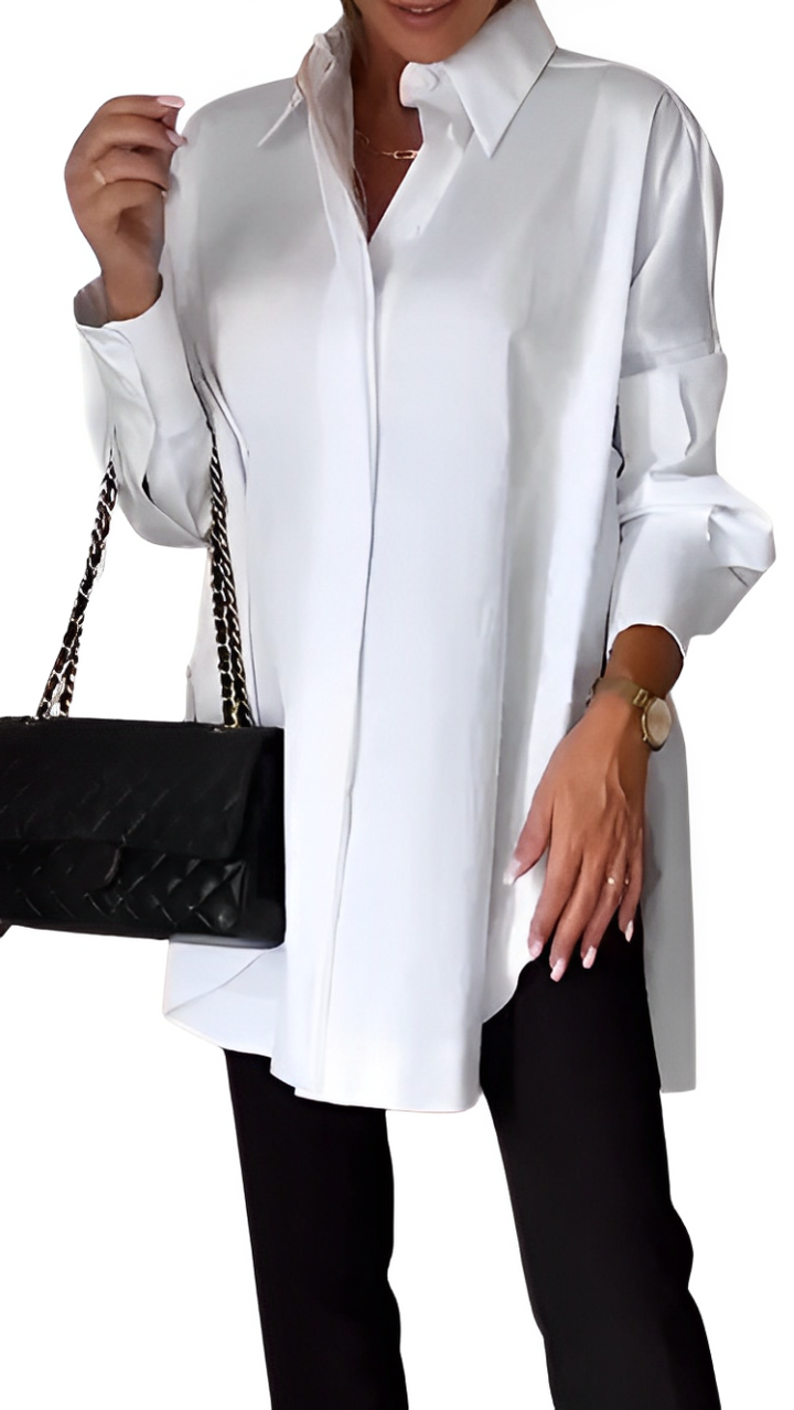 Long-sleeved shirt with modern split lapels