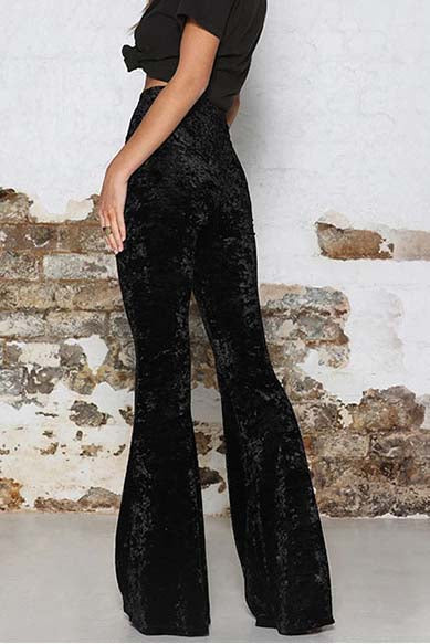 Velvet trousers with high waist