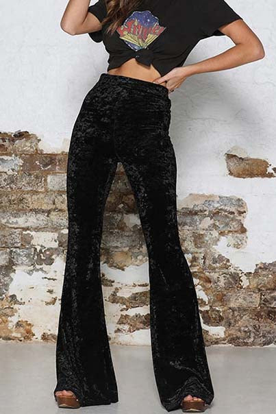 Velvet trousers with high waist