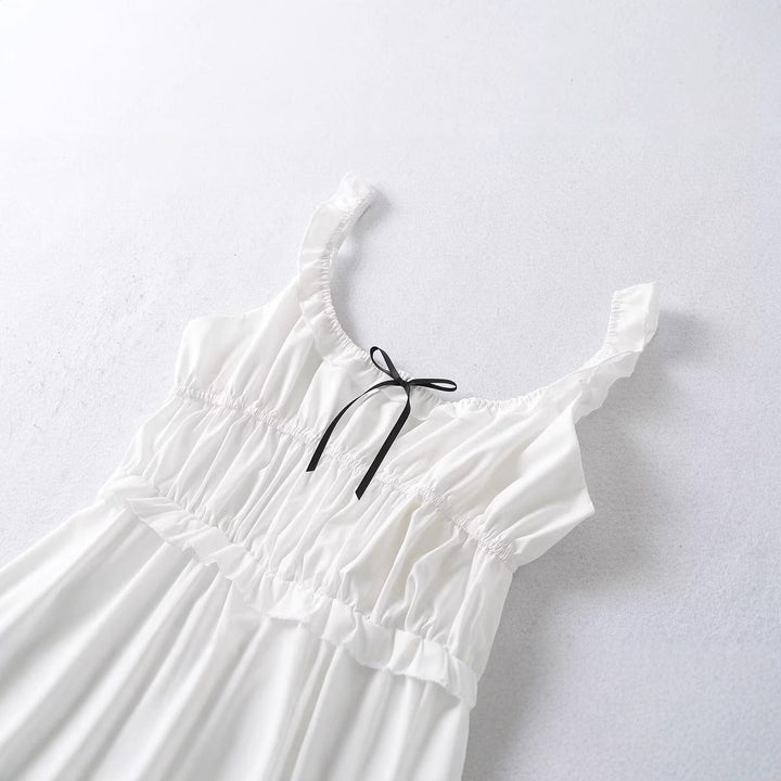 Women's - Halter Bow Button Mini Dress - Chic & Stylish - Perfect for Summer Outings - Trendy Fashion Choice
