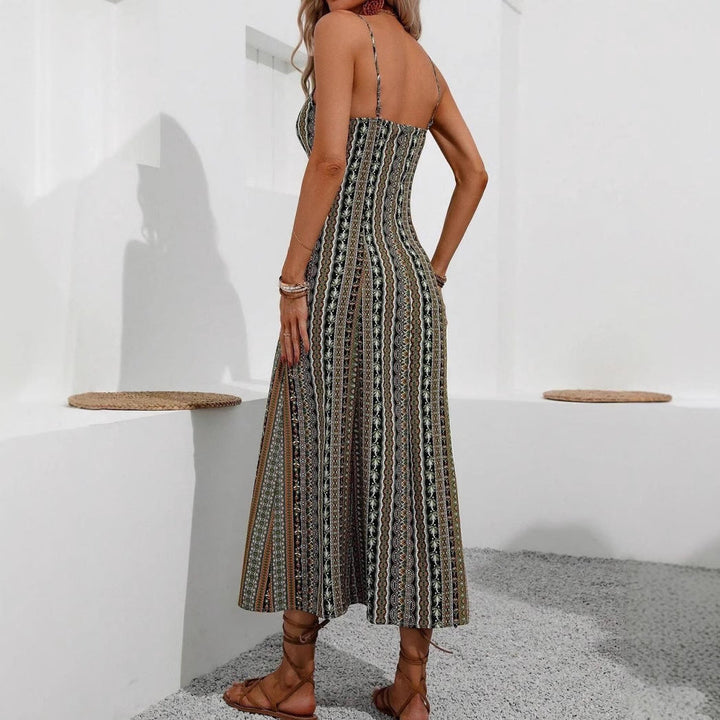 Women's - Strapback Striped Dress - Comfortable Cotton Blend - Perfect for Casual Outings