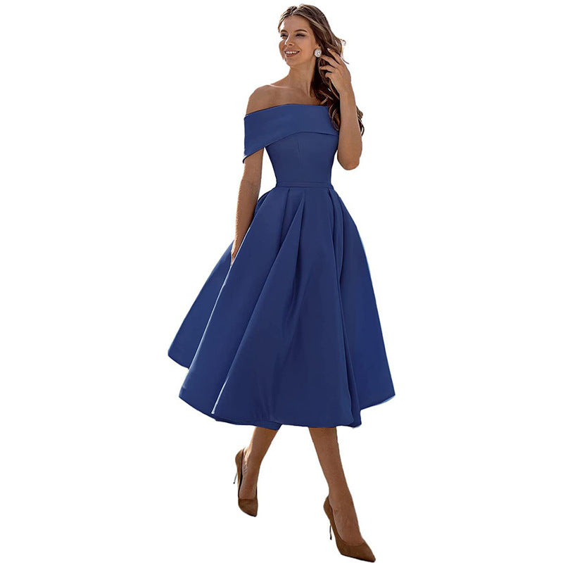 Fashion Casual Strapless Satin Party Dress