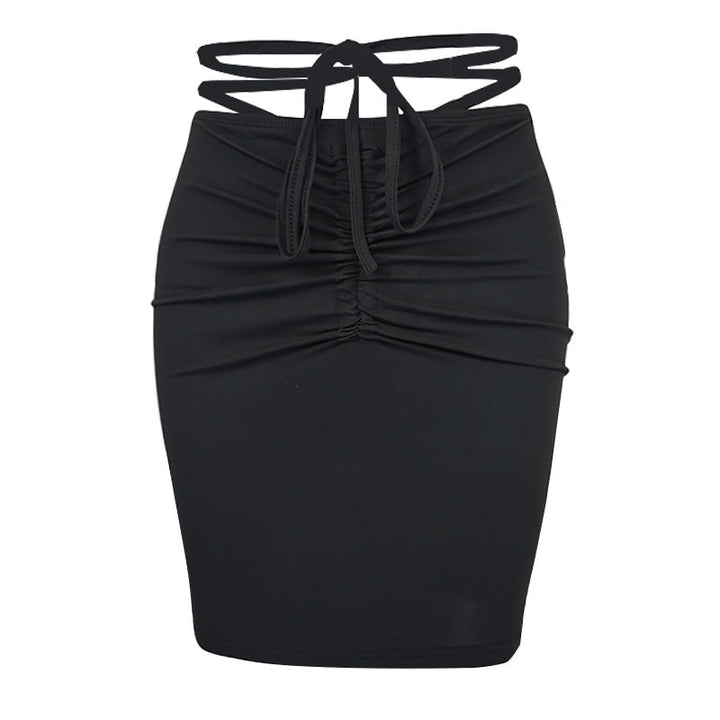 Ladies High Waist Skirt Drawstring Lace