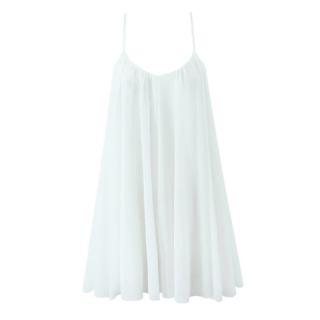 Women's - Mini Dress - Backless V-Neck with Loose Straps - Chic Summer Style - Perfect for Casual Outings