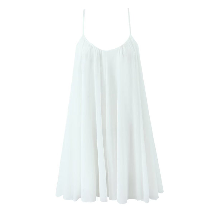 Women's - Mini Dress - Backless V-Neck with Loose Straps - Chic Summer Style - Perfect for Casual Outings