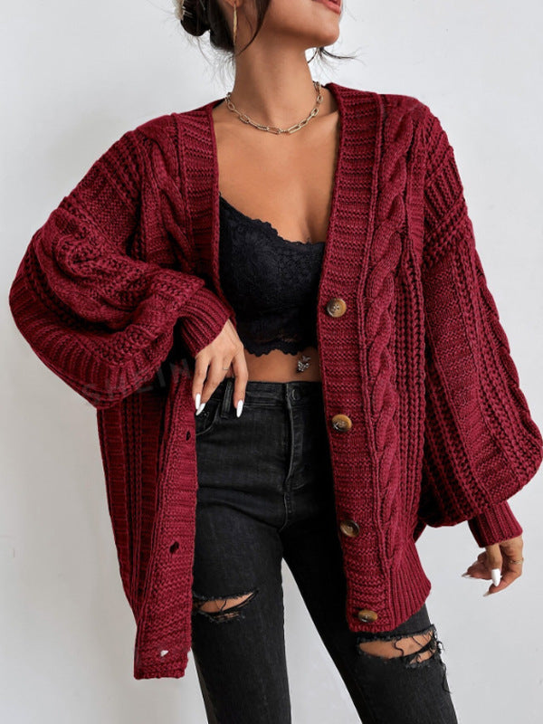 Women's - Cable Knit Cardigan - Cosy Knitwear