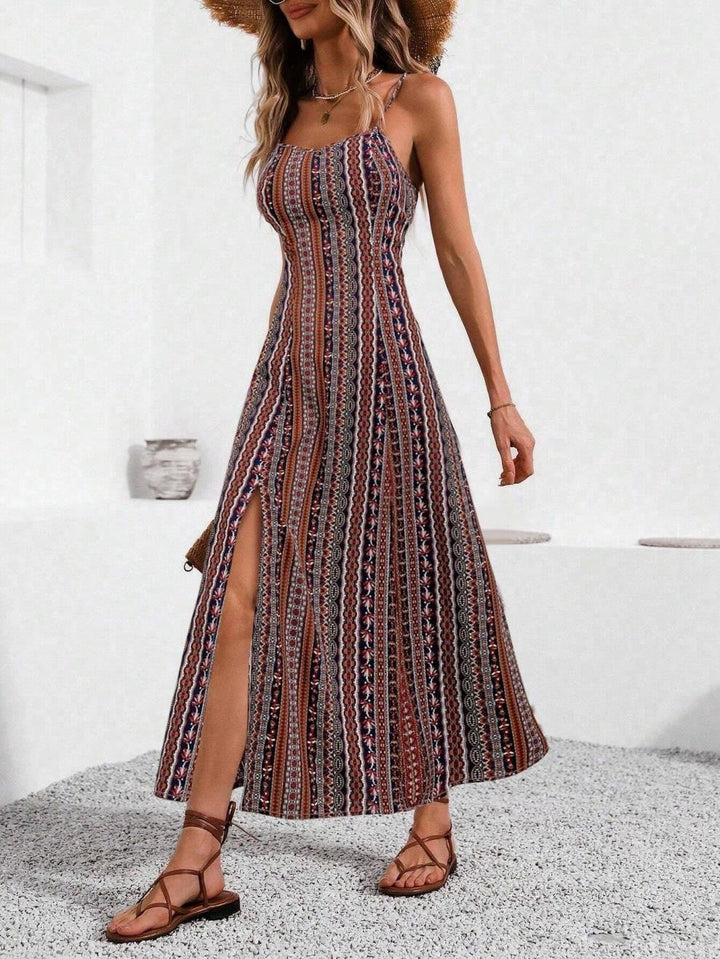 Women's - Strapback Striped Dress - Comfortable Cotton Blend - Perfect for Casual Outings