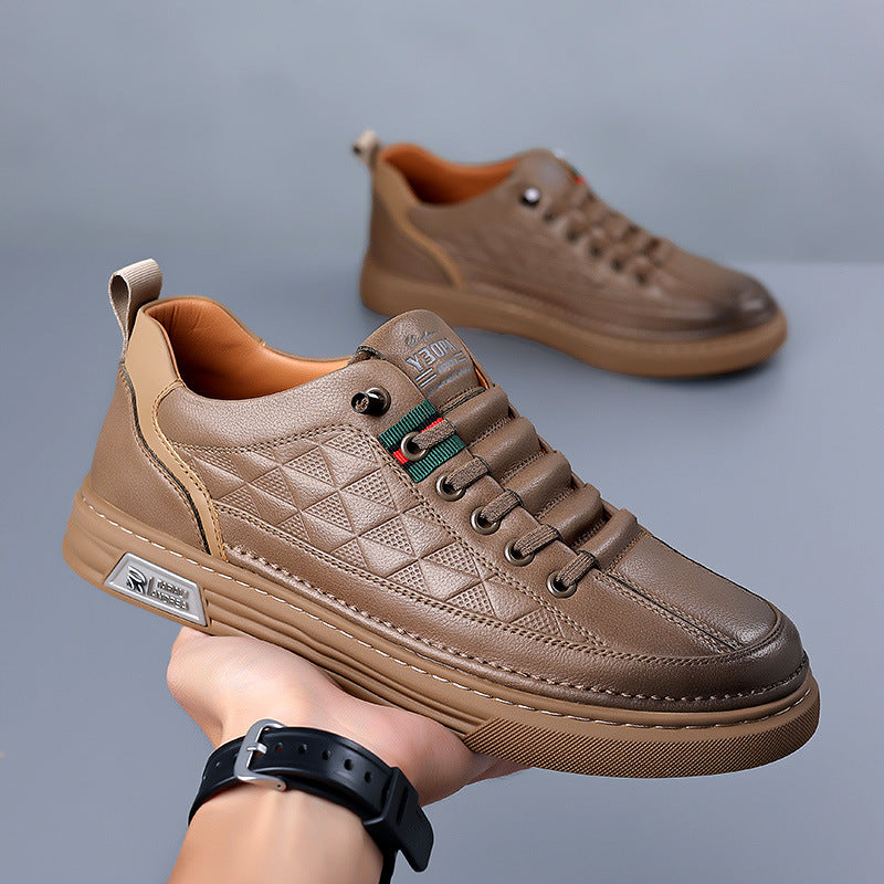 Men's - Casual Leather Sneakers - Stylish Footwear