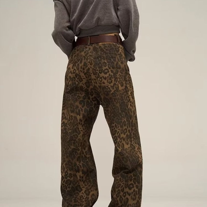 Leopard pattern jeans