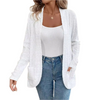 Women's - Double Pocket Long Sleeve Jacket - Open Button Placket - Stylish and Versatile Outerwear