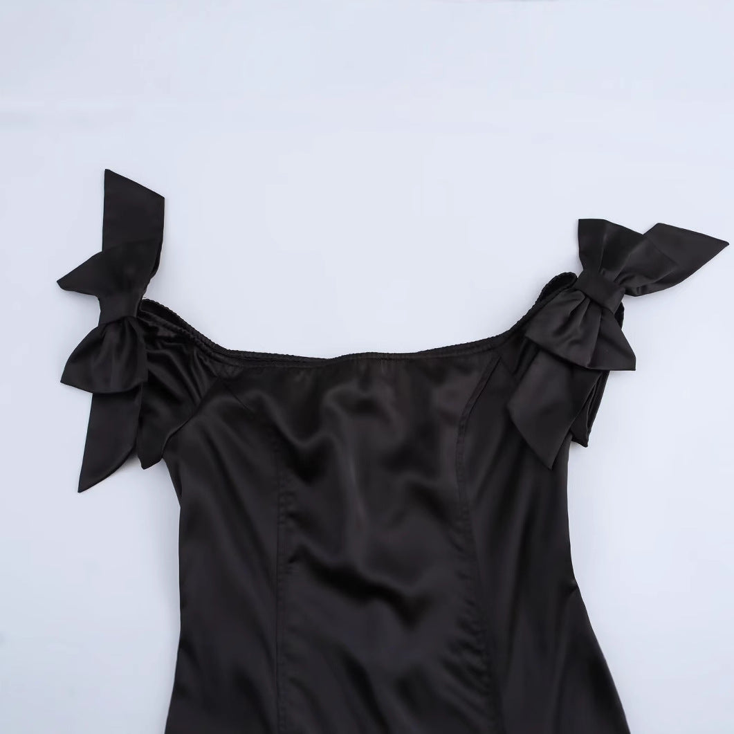 Women's - Bow Decoration Mini Skirt Dress - Cute & Stylish - Perfect for Casual Outings - Trendy Women's Fashion