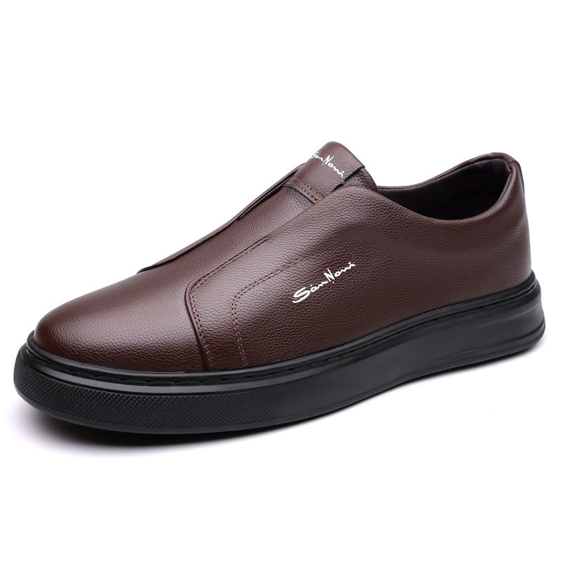 Men's - Slip-On Sneakers - Leather - Casual Canvas Comfort - Stylish Footwear