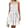 Women's - Single Colour Round Neck Halter Dress - Stylish Summer Essential - Perfect for Casual and Evening Wear