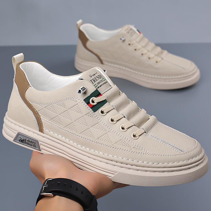 Men's - Casual Leather Sneakers - Stylish Footwear