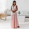 Ladies single-coloured V-neck long dress