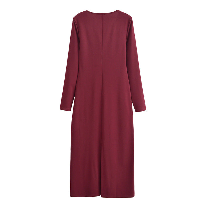 Women's - Metal Inlaid Long Sleeve Knitted Dress - Elegant Style for Any Occasion - Perfect for Layering