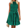 Women's - Single Colour Round Neck Halter Dress - Stylish Summer Essential - Perfect for Casual and Evening Wear