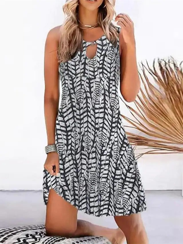 Modern womenswear Sleeveless printed dress