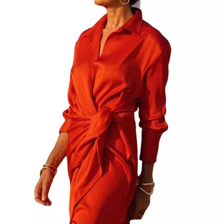 Women's - High-Waisted Floor Length Dress - Elegant Design with Open Slit - Perfect for Special Occasions