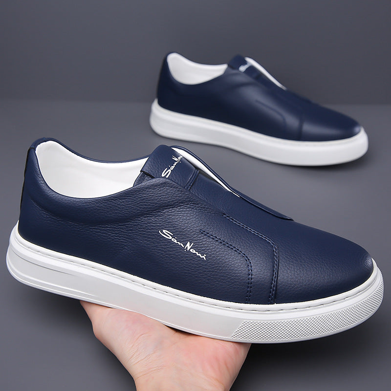 Men's - Slip-On Sneakers - Leather - Casual Canvas Comfort - Stylish Footwear