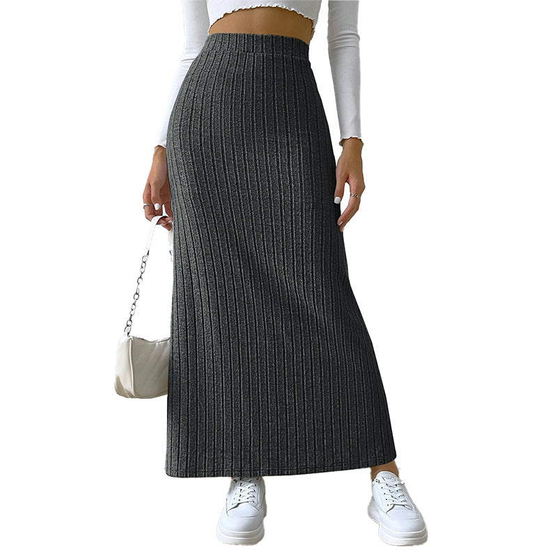 Slit Long Sheath Skirt Ladies High Elasticated