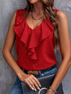 Women's - Ruched Sleeveless Top and Waistcoat Set - Stylish Layered Look - Perfect for Casual or Formal Outfits