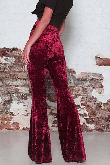 Velvet trousers with high waist