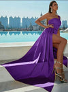 Elegant long formal dress with one shoulder